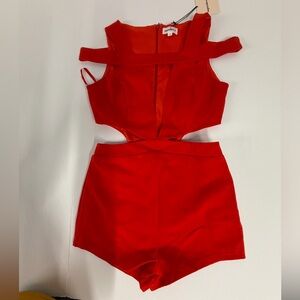 Superdown Fiery Red Sleeveless Romper